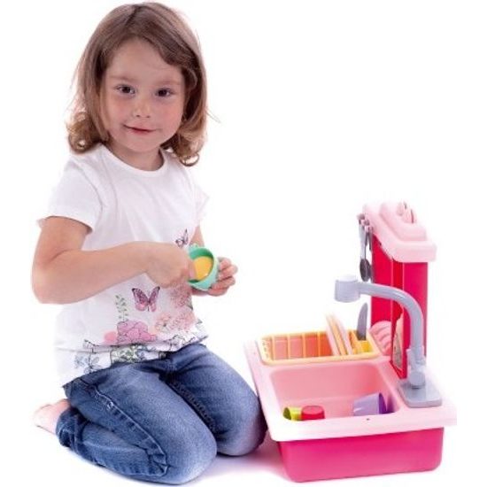 Dřez na mytí nádobí růžový s doplňky