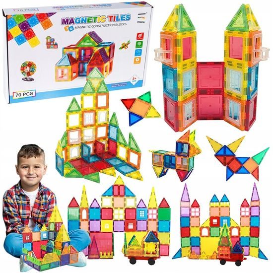 Magnetická stavebnice Magnetic Tiles 70 dílů