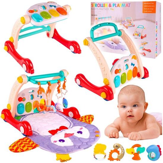 Chodítko 2v1 s hrací dekou a piankem Playmat Stroller