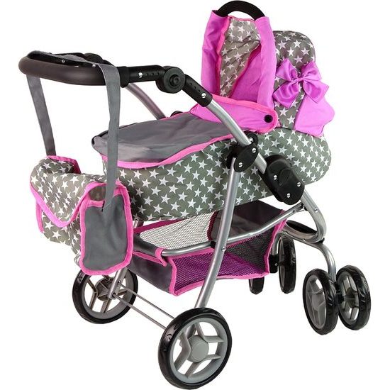 Kočárek pro panenky 2v1 Gondola Bag Pink Stars