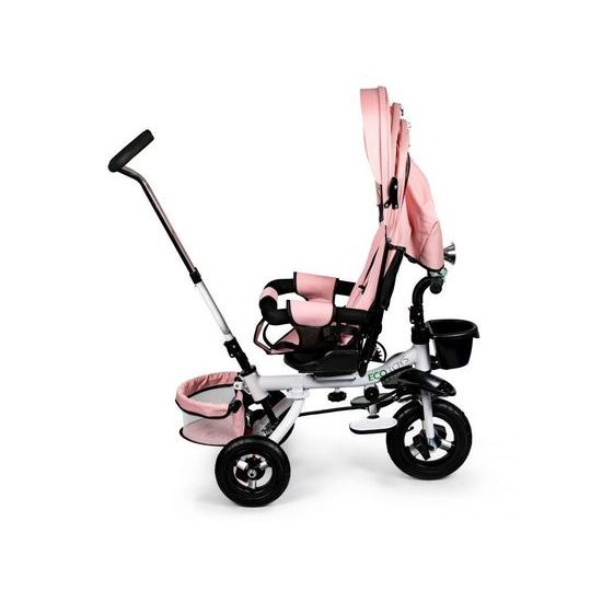 Ecotoys dětská tříkolka s otočným sedadlem a nafukovacími koly Rotage světle růžová