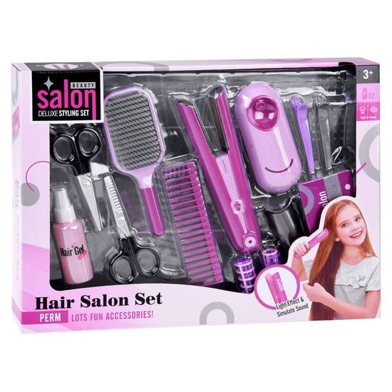 Souprava malé kadeřnice Beauty Salon s žehličkou na vlasy