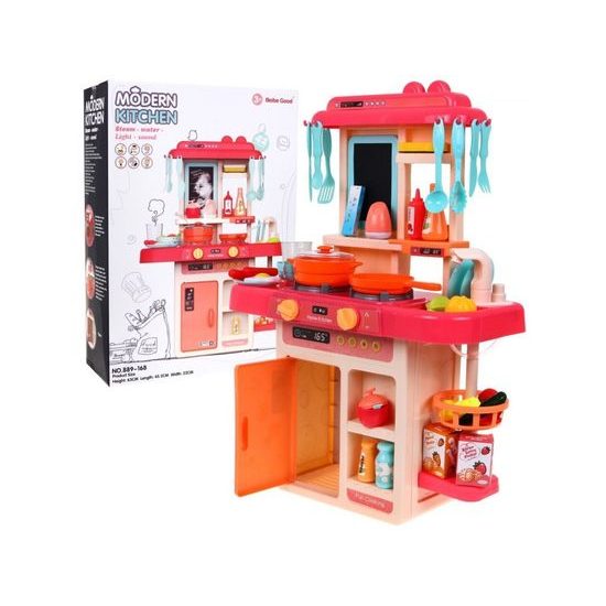 Dětská mini kuchyňka se zvuky a párou Little Chef- růžová