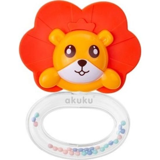 Akuku silikonové kousátko s chrastítkem Lev 44403