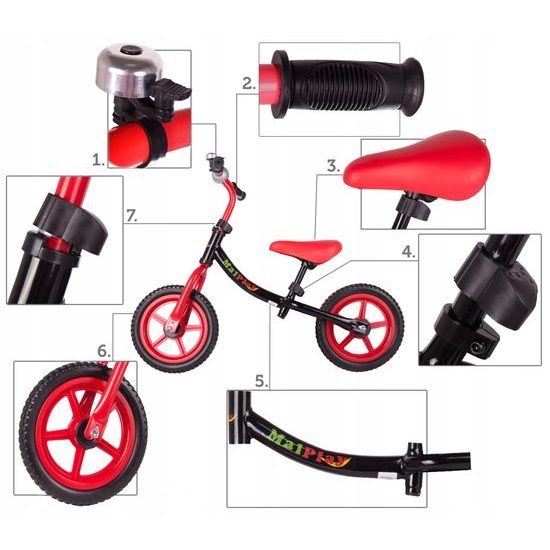 Dětské odrážedlo Nolan 12" černo-červené