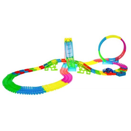 Svítící autodráha se 2 autíčky na baterie 166 dílků Twister Tracks