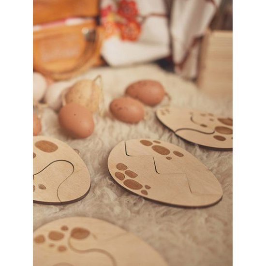 Vajcia - edukatívne drevené puzzle - ČESKÁ VERZIA