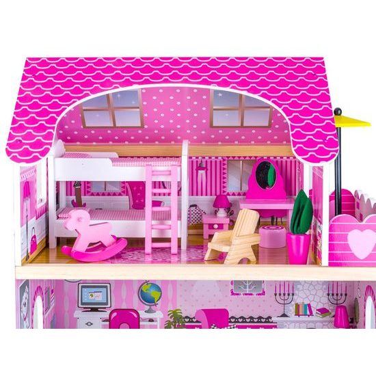 Dřevěný 2 patrový domeček pro panenky s bazénem rezidence Jenny