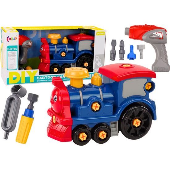 Lokomotiva k sestavení DIY, námořnická modrá