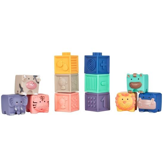 Senzorické kostky pro nejmenší Soft Building Blocks 12 kusů