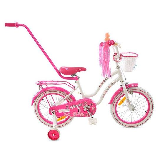 Mexller dětské kolo SISI 16" s vodící tyčí bílorůžové