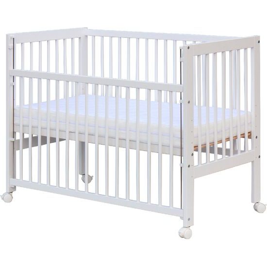 Postýlka se stahovacím bokem Scarlett Perta - buk - bílá 120 x 60 cm