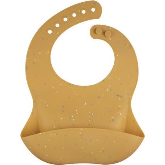 Canpol babies Silikonový bryndák s kapsou DOTS žlutý