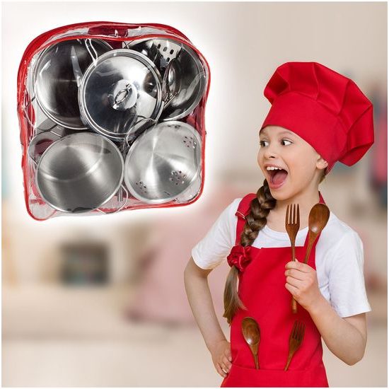 Sada dětského kovového nádobí v batůžku 12 součástí Kitchen Backpack