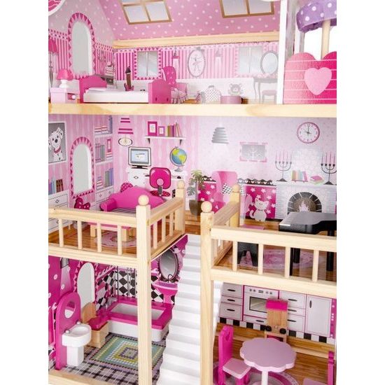 Ecotoys dřevěný domeček pro panenky s LED osvětlením Maryland