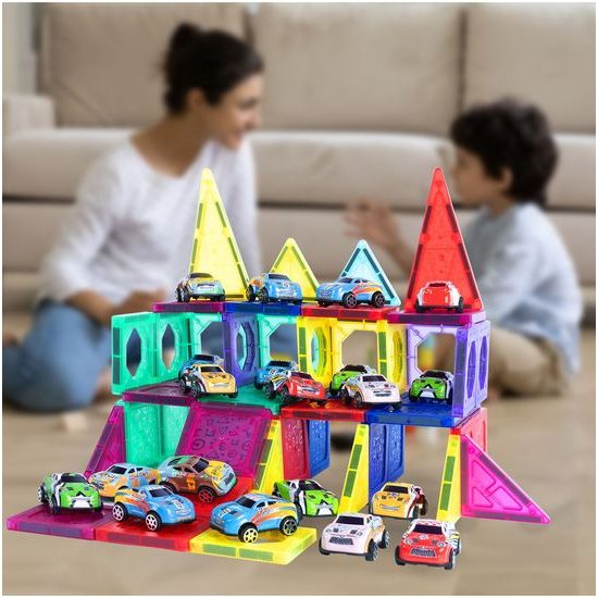 Magnetická stavebnice Magnet Blocks 68 dílů + 20 autíček