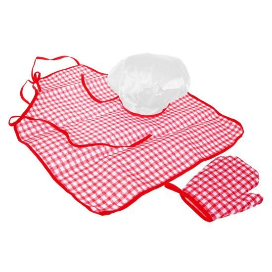 Majlo Toys sada nádobí do kuchyňky 14 součástí se zástěrou a kuchařkou čepicí