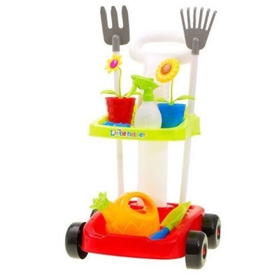 Majlo Toys dětský zahradní vozík s příslušenstvím Little Gardener červený