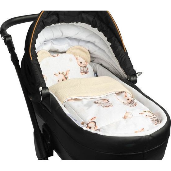 Mušelínová sada do kočárku, krémový Zajíček