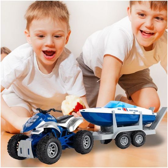 Dětská interaktivní čtyřkolka na setrvačník s lodí 4WD Offroader