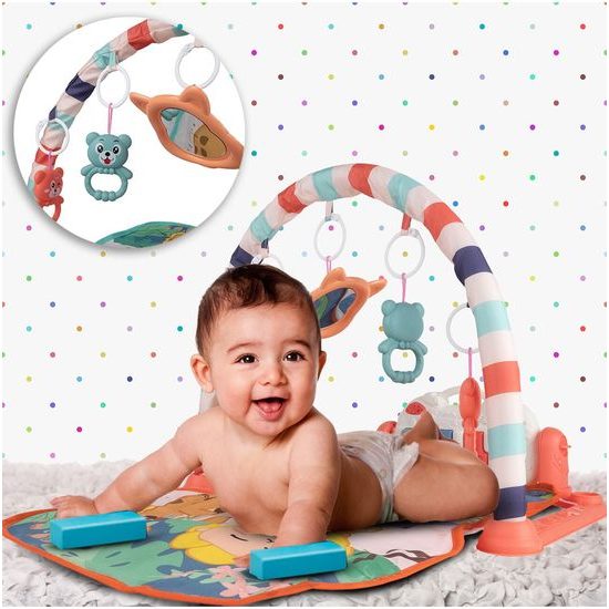 Hrací deka s piankem Medvídek růžová