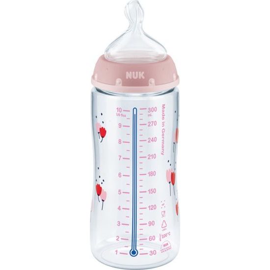 Nuk Láhev indikátor teploty, latexová savička, 0-6m - bílá