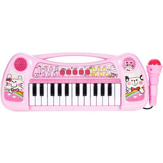 Dětské elektronické klávesy s mikrofonem Music Station růžové