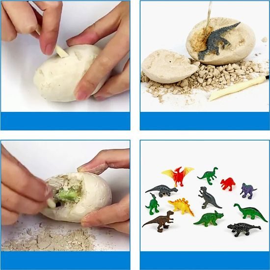 Archeologická sada 12 velkých vajíček + karty se světem dinosaurů