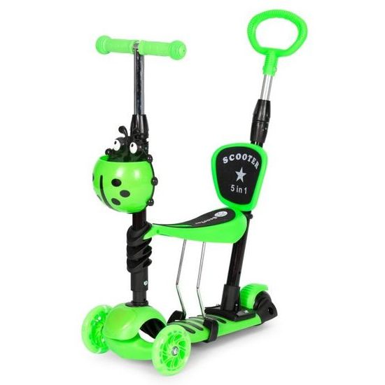 Ecotoys dětská koloběžka se svítícími koly Bedrunka zelená 5v1