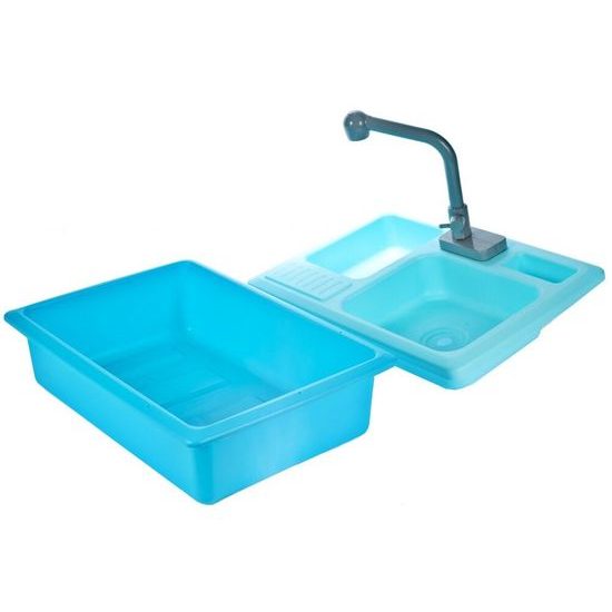 Dětský dřez s tekoucí vodou a nádobím Wash Up modrý