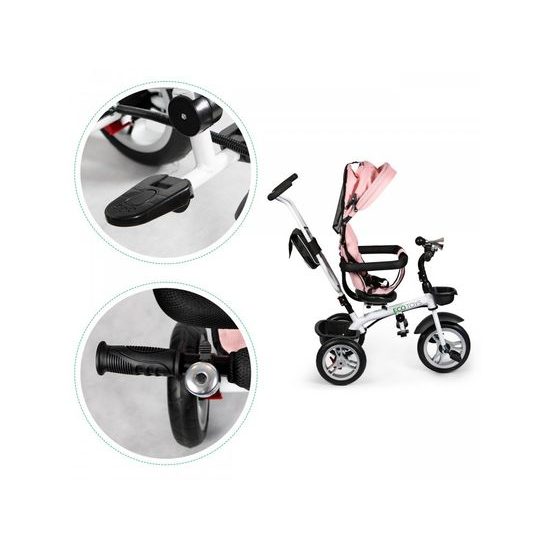 Ecotoys dětská tříkolka s otočným sedadlem 2v1 růžová