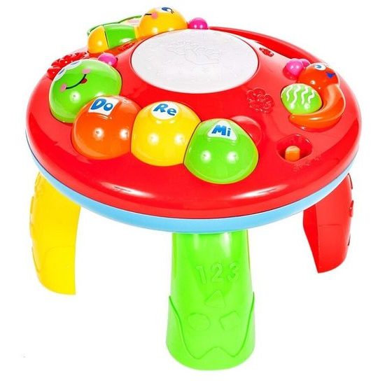 Edukační stoleček s piankem a zvuky 2v1 Housenka