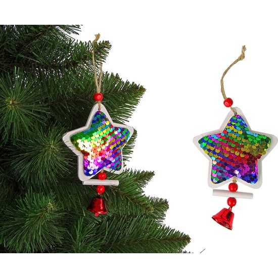 Vánoční hvězda s flitry - ozdoba na stromeček