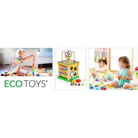 Ecotoys dřevěná edukační kostka s labyrintem Game Cube 5v1