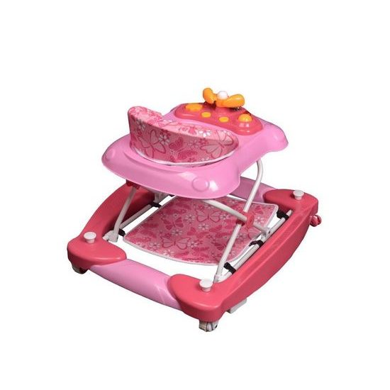 Ecotoys dětské chodítko s houpačkou 2v1 růžové