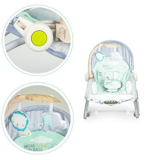 Ecotoys kojenecké lehátko 3v1 s vibracemi a hudbou Elephant