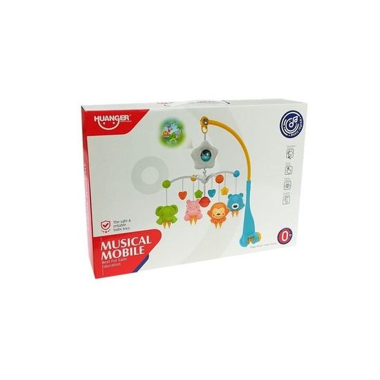 Haunger kolotoč nad postieľku s projektorom Space Travel modrý