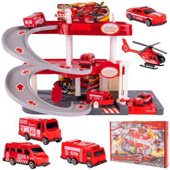 Parkovací garáž na baterie se stavebními stroji Construction Parking