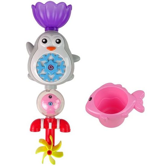 Tučnák s kolovrátkem a fontánou pro děti do vany Fountain Pinquin