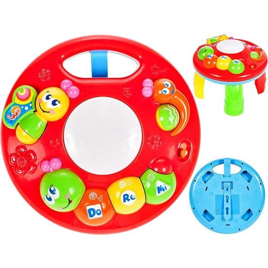 Edukační stoleček s piankem a zvuky 2v1 Housenka