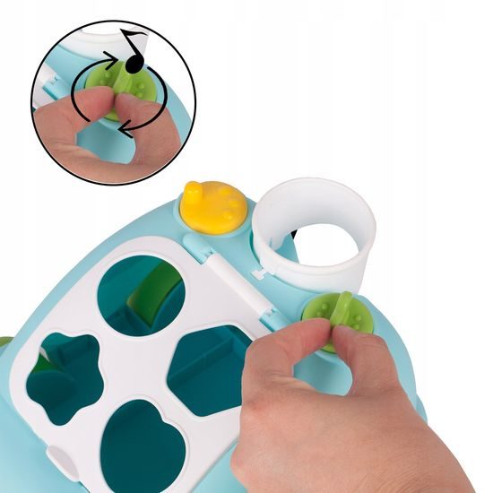 Edukační vkládací kostka - tahací Autíčko modré