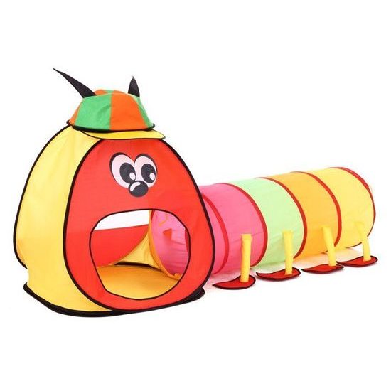 Majlo Toys dětský stan s tunelem Veselá stonožka