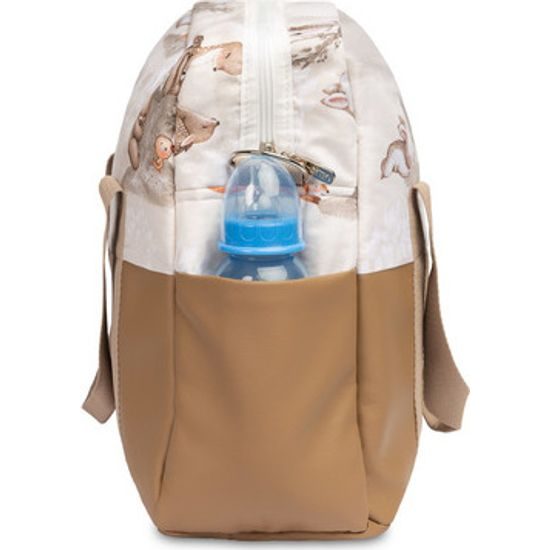 Taška na kočárek Lesní zvířátka, meruňková