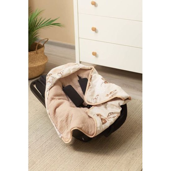 Zavinovačka do autosedačky Lesní zvířátka, meruňková