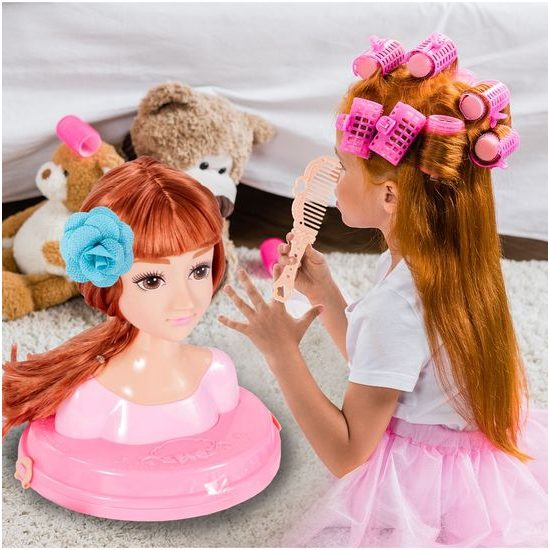 Česací hlava pro holčičky s příslušenstvím MakeUp Stylist