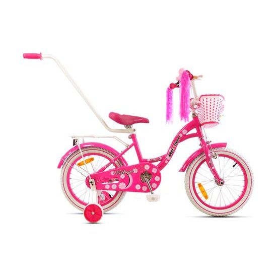 Mexller dětské kolo Village 16" s vodící tyčí růžové