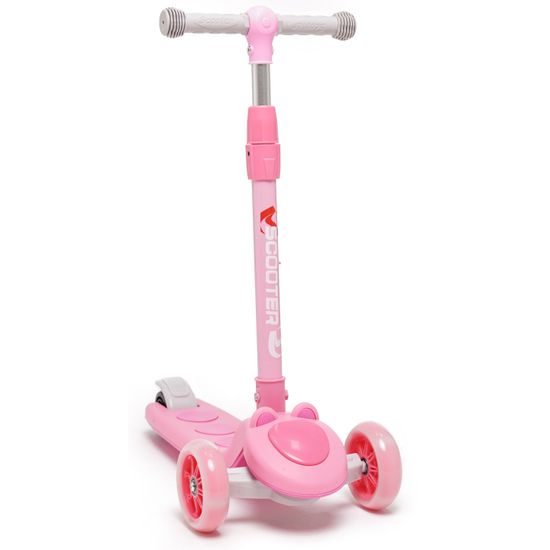 Majlo Toys dětská koloběžka Scooter se svítícími koly růžová