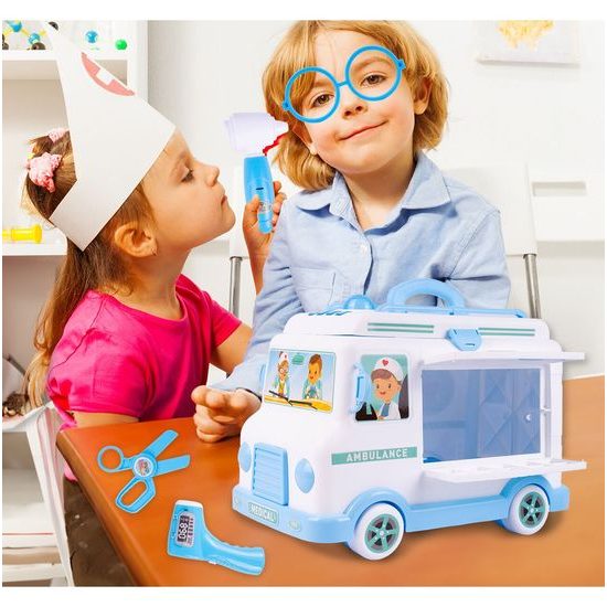 Rozkládací sanitka pro panenku s příslušenstvím Ambulance Car