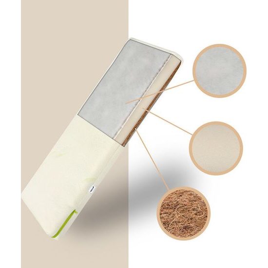 Matrace do postýlky pohanka-pěna-kokos 90x40 cm Aloe Vera