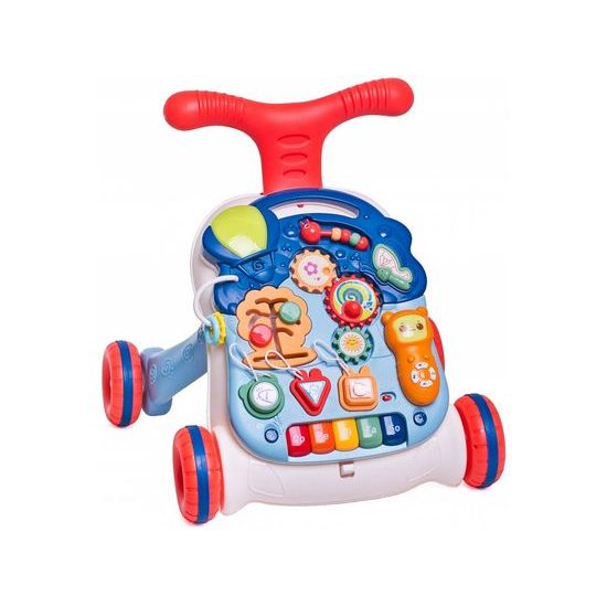 Doris interaktivní chodítko s hracím stolečkem 2v1 modré